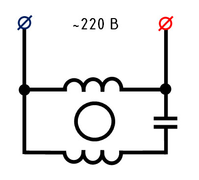 упрощенная схема подключения двигателя вентилятора