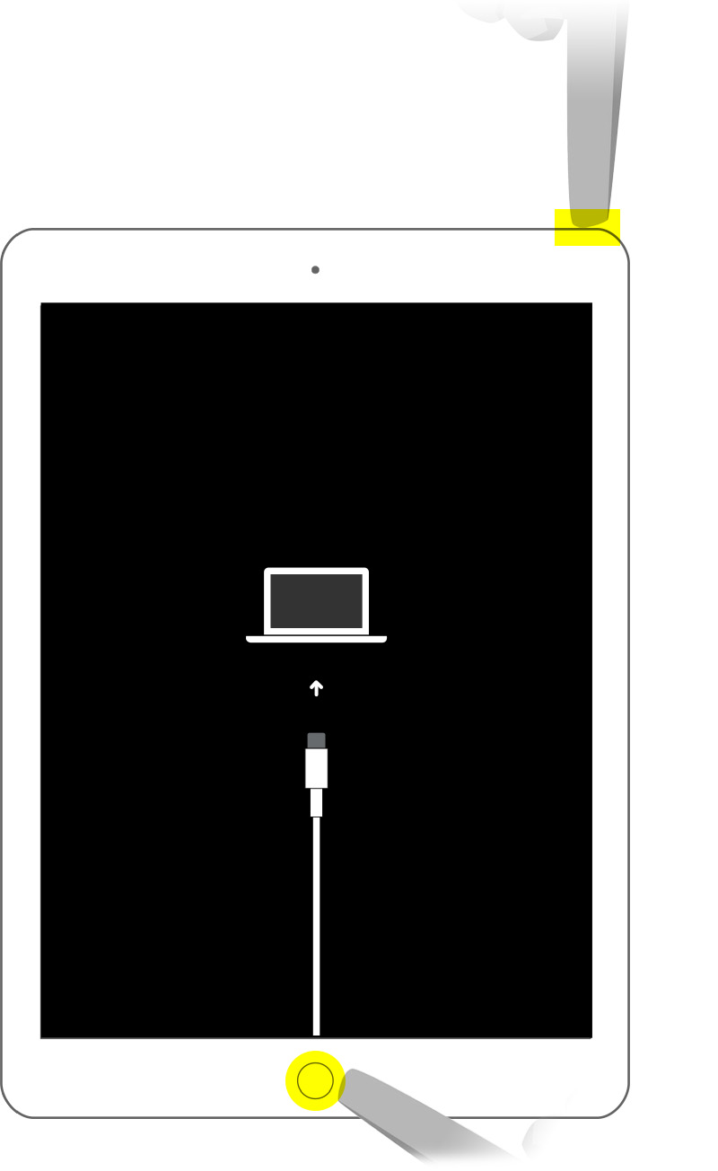 Перевод iPad с кнопкой «Домой» в режим восстановления