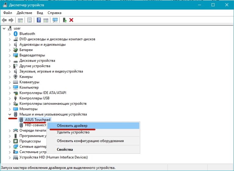 Как включить тачпад на ноутбуке асус windows 10