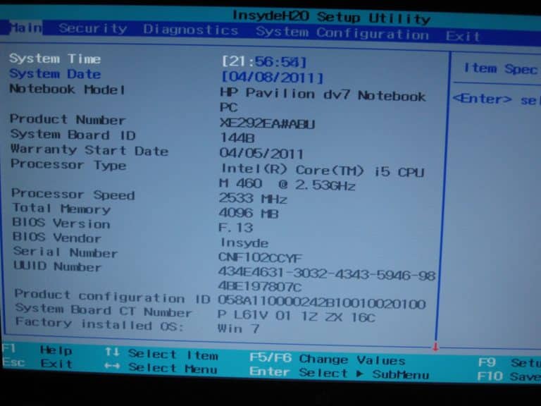 Настройка bios ноутбука hp 6720s