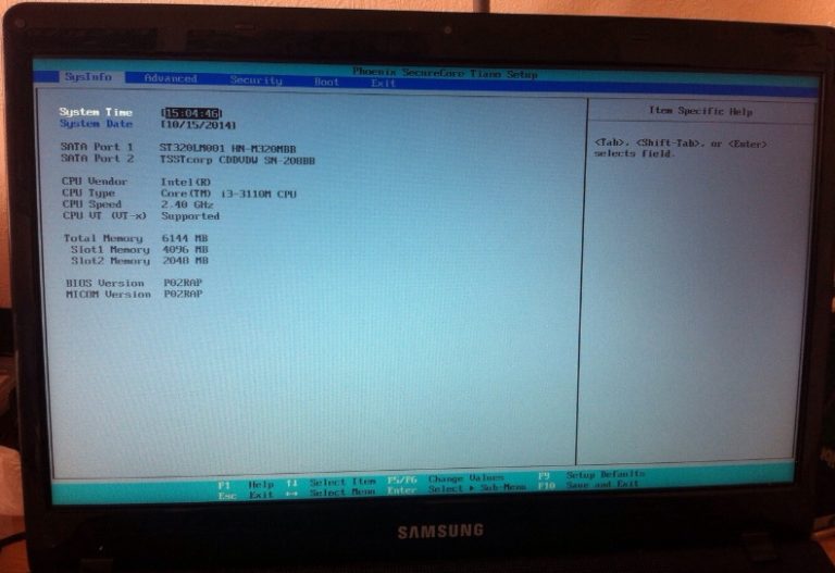 Samsung np310e5c не заходит в bios