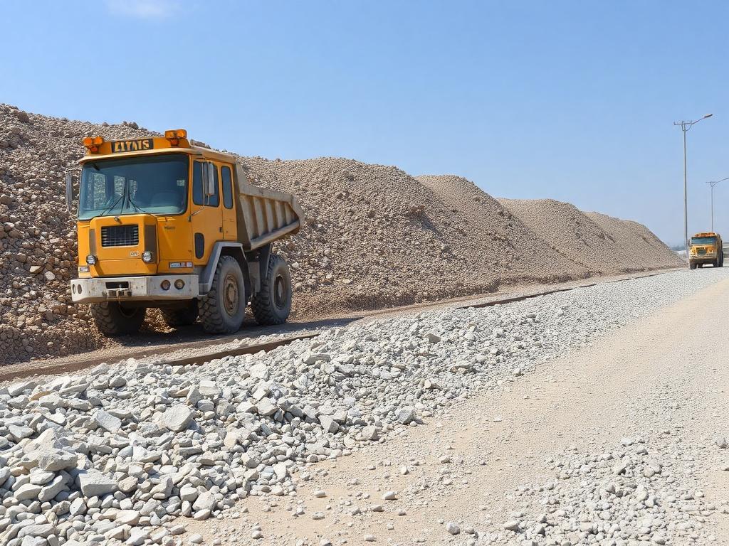 Crushed-stone and sand mixture in road construction:фото